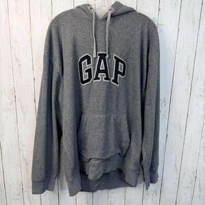 GAP Women's Gray Sherpa Fleece Logo Hoodie Soft Plush Pullover Sweatshirt SizeXL